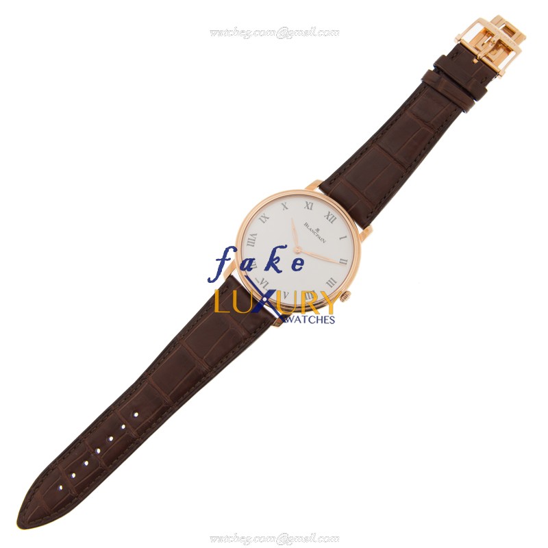 Blancpain 6615-3631-55B Villeret Replica Watch, White Dial, Rose Gold Case, Manual Wind - Image 2