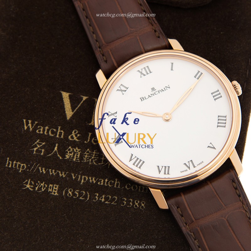 Blancpain 6615-3631-55B Villeret Replica Watch, White Dial, Rose Gold Case, Manual Wind - Image 5