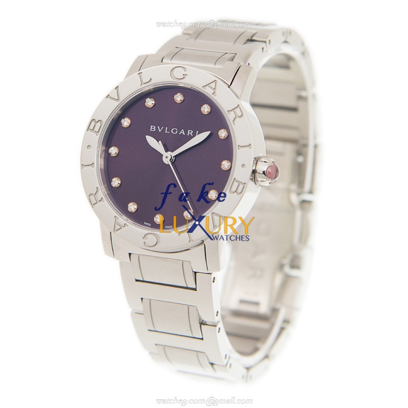 Bulgari BBL33C7SS/12 Automatic Stainless Steel Watch with Purple Dial on Silver Bracelet Replica - Image 3