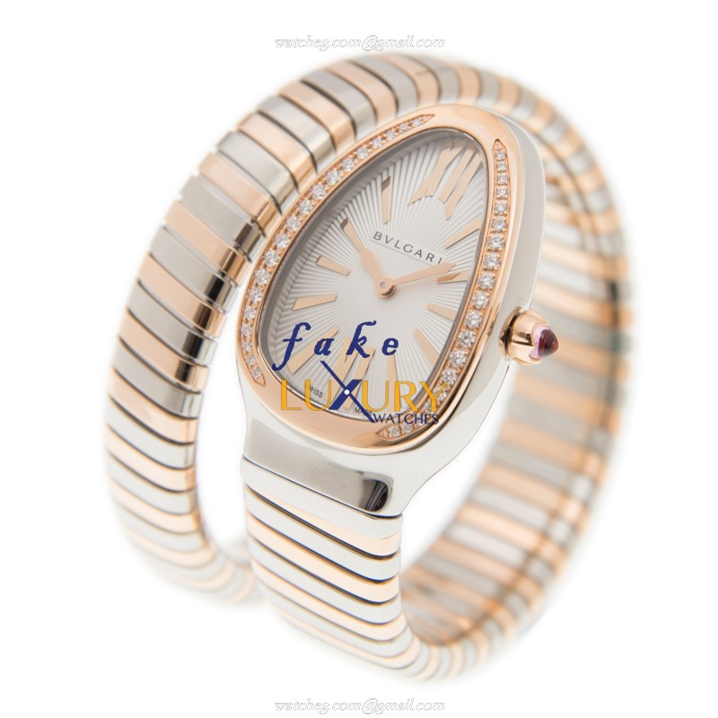 Bulgari SP35C6SPGD.IT Serpenti - Replica Watch - Quartz - 18kt Rose Gold & Steel - Silver Dial - Image 3