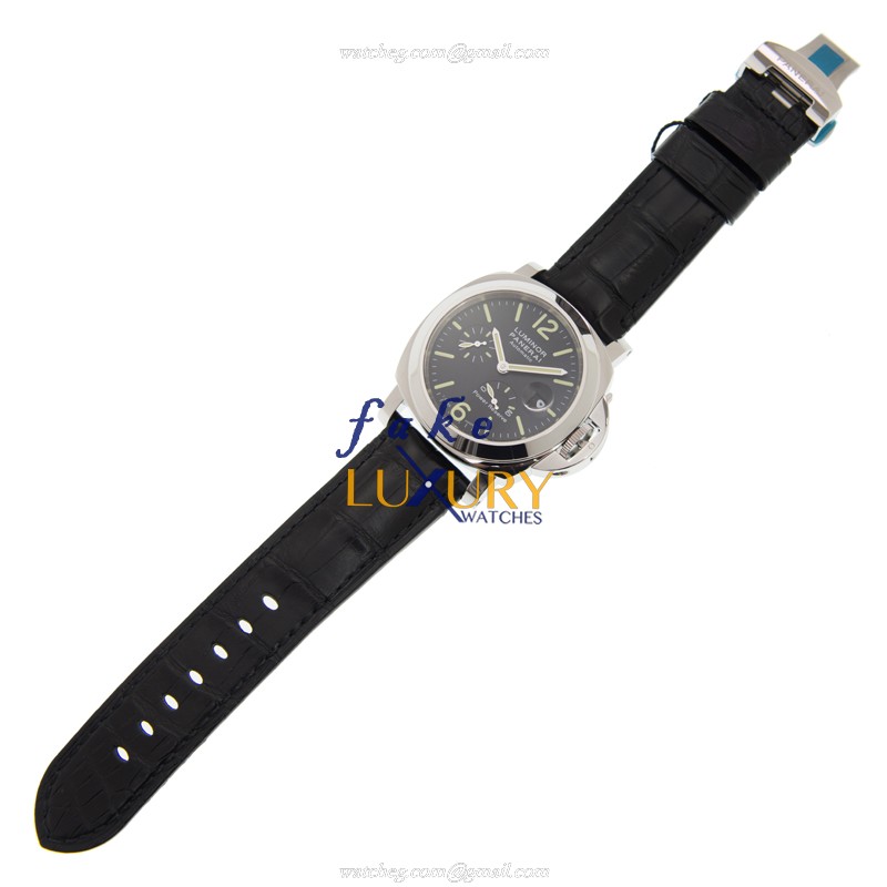 Panerai PAM00090 LUMINOR Automatic Stainless Steel Replica Watch, 44mm, Black Dial, Alligator - Image 2