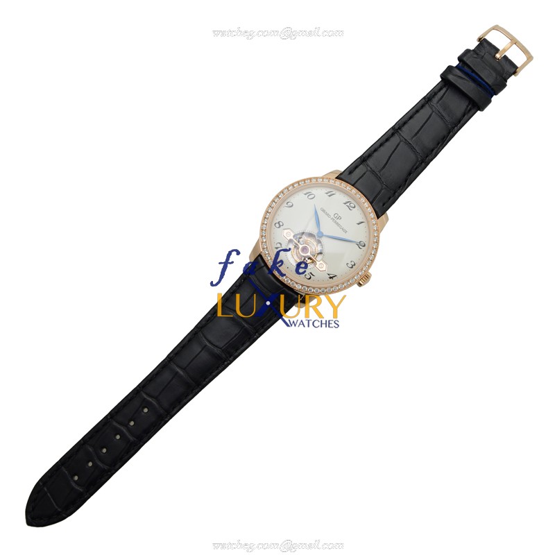 99535D-52A-111-BK6A - Girard Perregaux 1966 Replica Watch - Automatic - Rose Gold Diamonds - White - Image 2