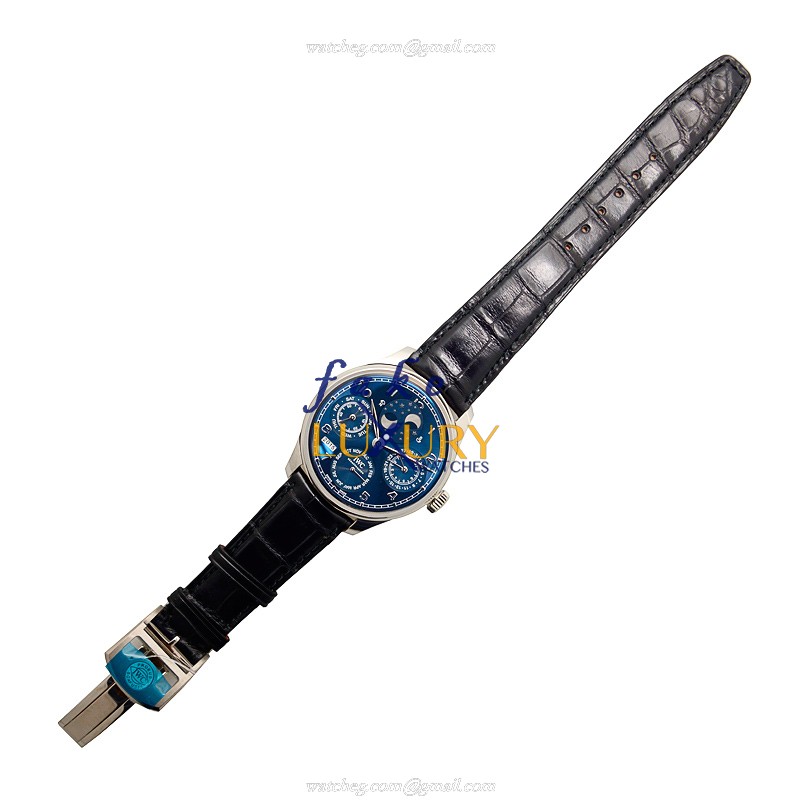 IWC IW503401 Portuguese Replica Watch, Automatic, Blue Dial, 18kt White Gold Case, Alligator Strap - Image 2