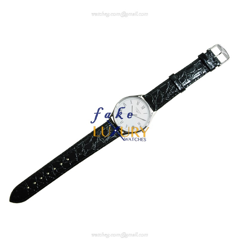 Longines L4.759.4.11.2 Lyre Replica Watch Quartz Movement White Dial Black Leather Strap Stainless - Image 2