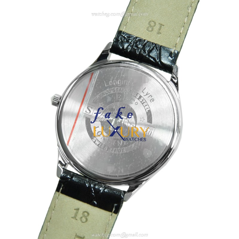 Longines L4.759.4.11.2 Lyre Replica Watch Quartz Movement White Dial Black Leather Strap Stainless - Image 3