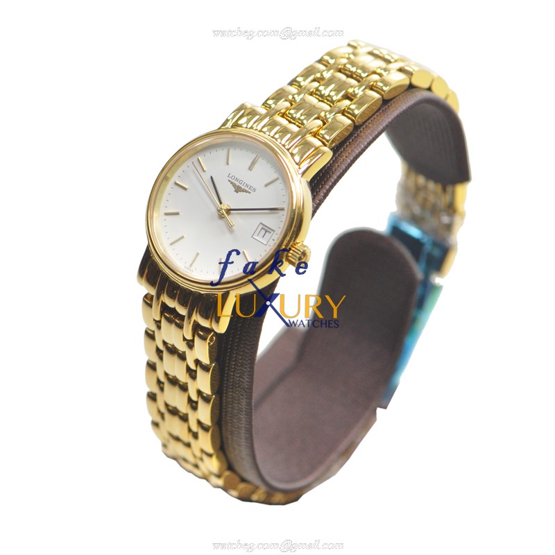 Longines L4.220.2.12.8 PRESENCE Replica Watch, Quartz Movement, White Dial, Gold-Plated Steel Case - Image 3