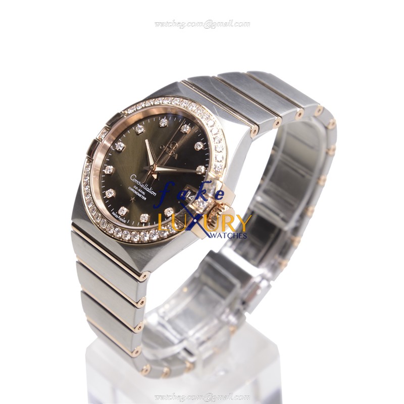 Omega 123.25.38.21.63.001 Constellation Auto 18kt Rose Magic Diamond Replica Watch - Image 3