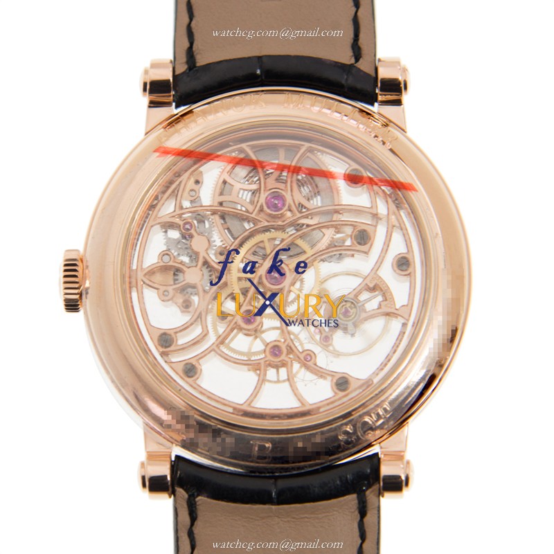 Franck Muller 7042 B S6 SQT 5N Automatic Skeleton 18kt Rose Gold Black Alligator Replica Watch - Image 3