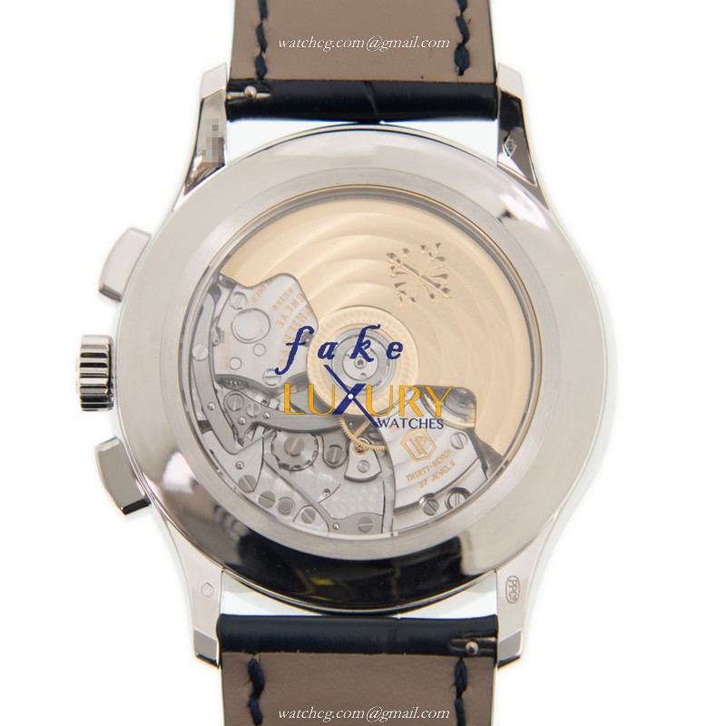 Patek Philippe 5905P-001 Replica Watch, Automatic Movement, Blue Dial, 950 Platinum Case, Alligator - Image 3