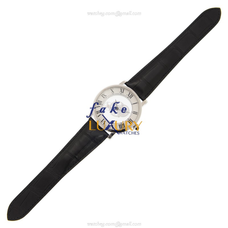 Cartier Rotonde De Cartier W1556249 Manual Wind 950 Platinum Silver Dial Black Alligator Strap - Image 2