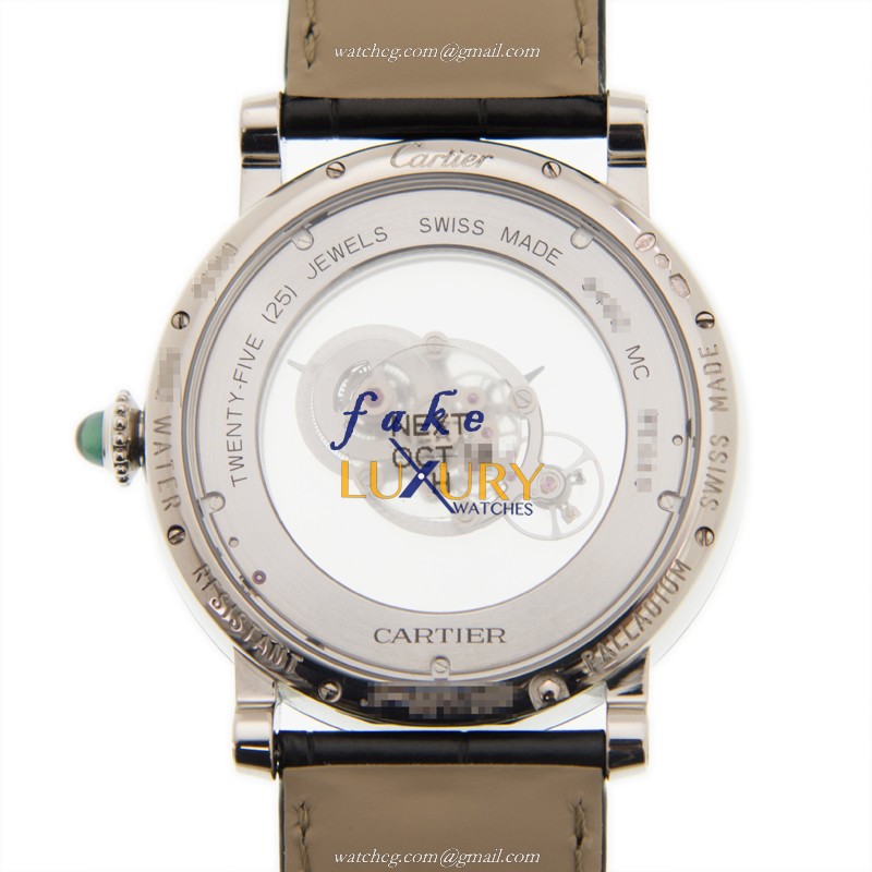 Cartier Rotonde De Cartier W1556249 Manual Wind 950 Platinum Silver Dial Black Alligator Strap - Image 3