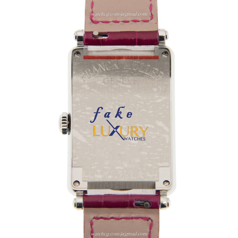 Franck Muller 952 QZ AC-WHITE Long Island Quartz Stainless Steel Silver Dial Red Strap Replica Watch - Image 3