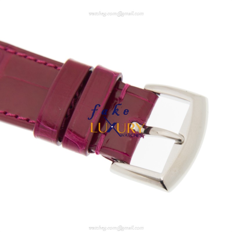 Franck Muller 952 QZ AC-WHITE Long Island Quartz Stainless Steel Silver Dial Red Strap Replica Watch - Image 4