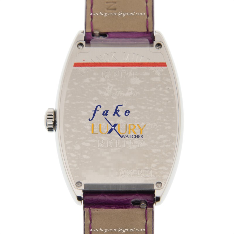 Franck Muller 2852 B QZ REL AC Replica Watch, Quartz Movement, Silver Dial, Purple Alligator Strap - Image 3