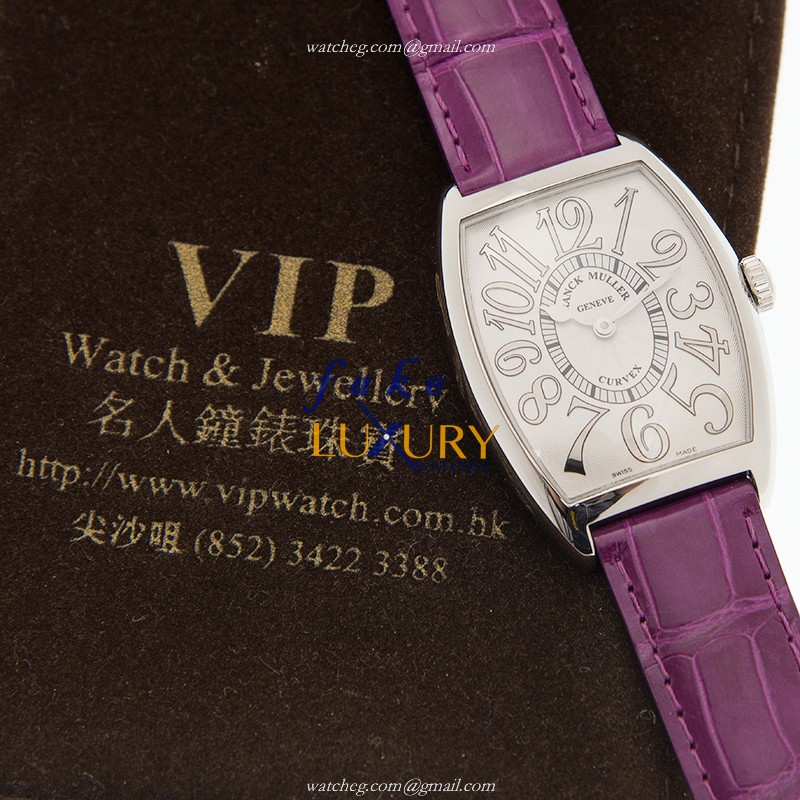 Franck Muller 2852 B QZ REL AC Replica Watch, Quartz Movement, Silver Dial, Purple Alligator Strap - Image 5