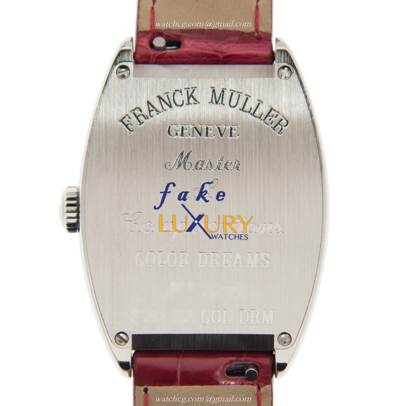 Franck Muller 7502 QZ COL DRM AC Cintree Curvex Replica Watch, Silver Dial, Red Alligator Strap - Image 3
