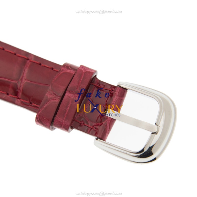 Franck Muller 7502 QZ COL DRM AC Cintree Curvex Replica Watch, Silver Dial, Red Alligator Strap - Image 4