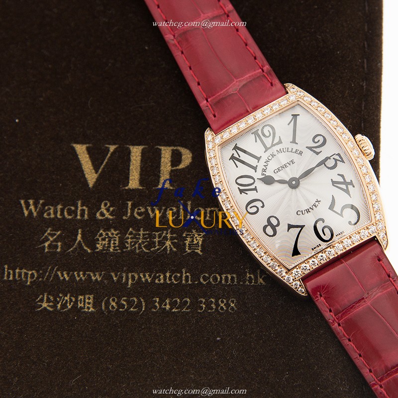 Franck Muller 7502 QZ D 1R 5N Cintree Curvex Replica Watch, Quartz, Rose Gold & Diamonds - Image 5