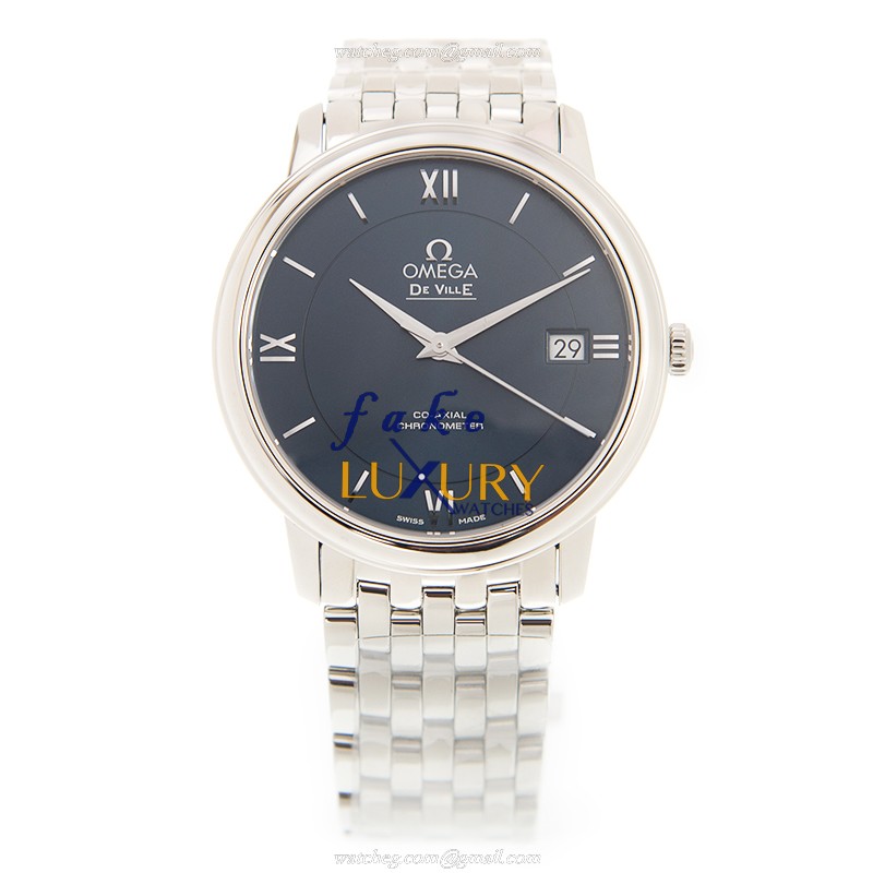 Omega 424.10.37.20.03.001 DE VILLE Automatic Steel Case Blue Dial Replica Watch - Image 2