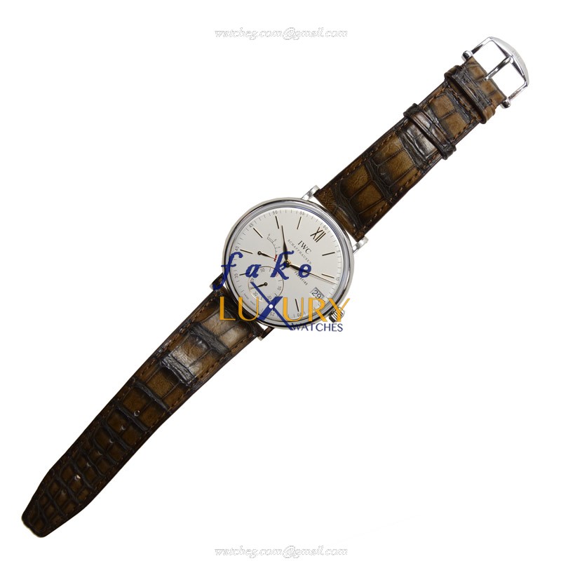 IWC IW510103 Portofino Replica Watch, Manual Wind, Silver Dial, Steel Case, Brown Alligator Strap - Image 2