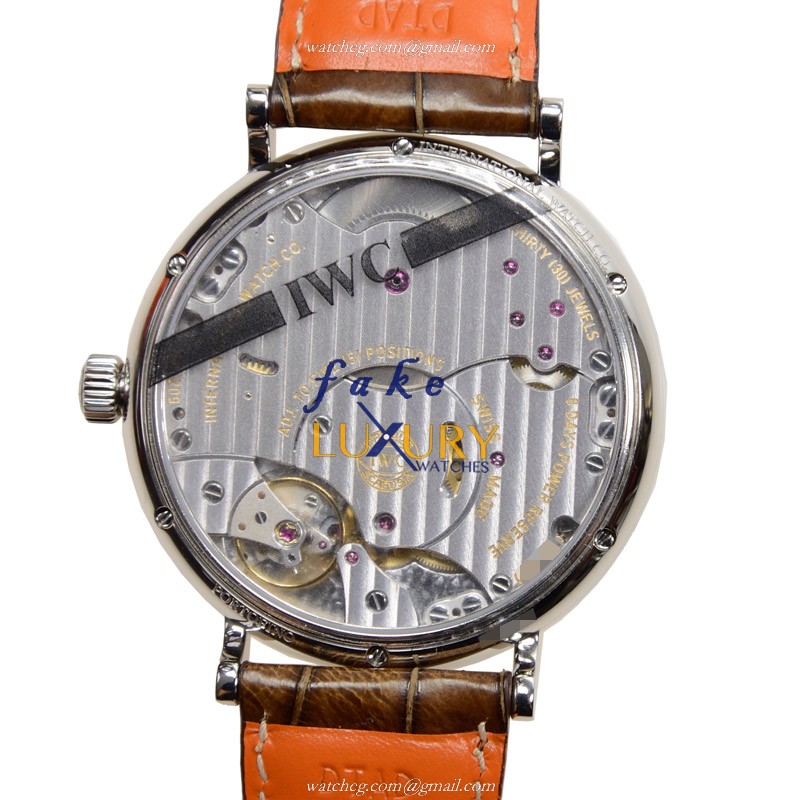 IWC IW510103 Portofino Replica Watch, Manual Wind, Silver Dial, Steel Case, Brown Alligator Strap - Image 3