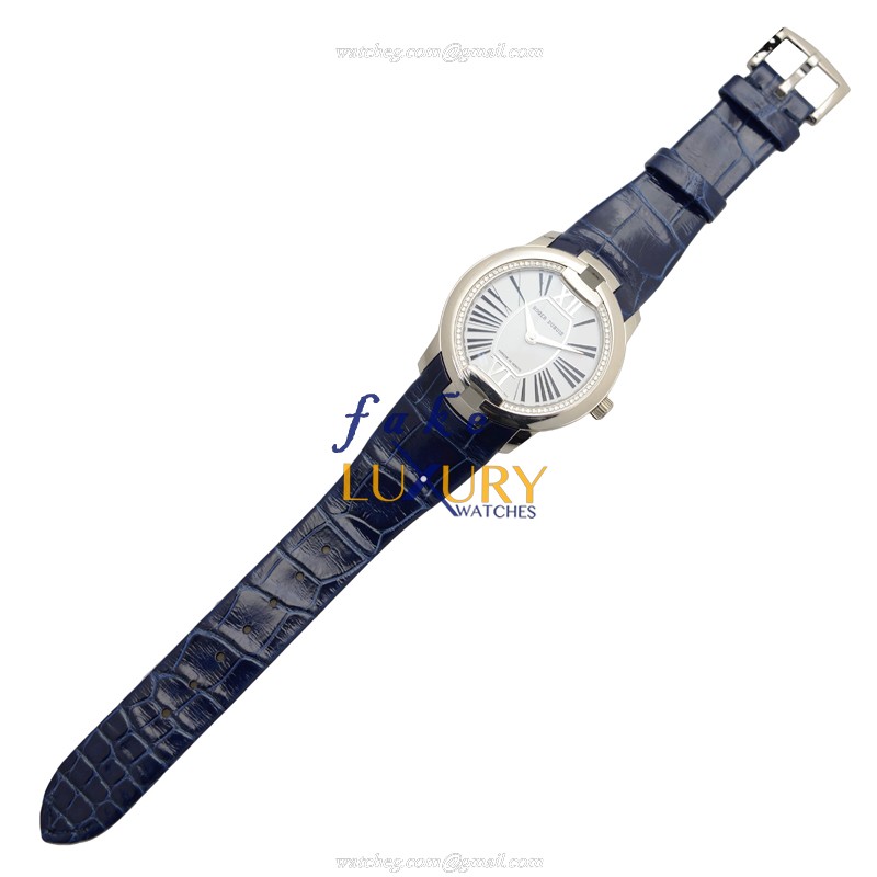Roger Dubuis RDDBVE0034 Velvet Automatic 18kt White Gold White Dial Blue Strap Replica Watch - Image 2
