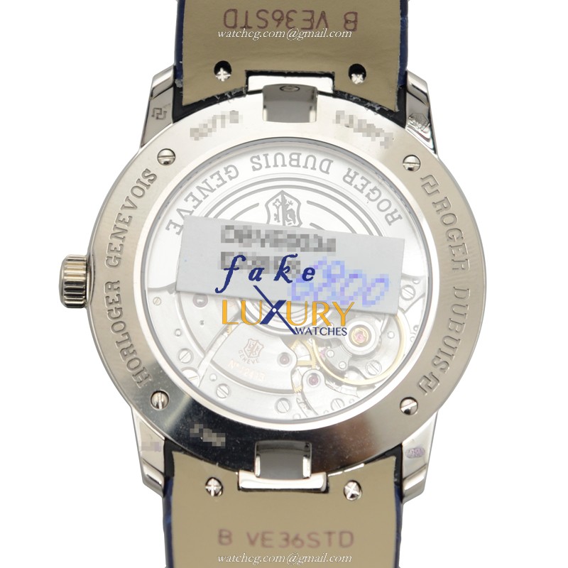 Roger Dubuis RDDBVE0034 Velvet Automatic 18kt White Gold White Dial Blue Strap Replica Watch - Image 3