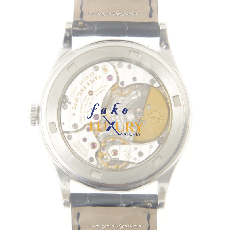 Patek Philippe 5077P-054 Calatrava Replica Watch, Platinum Case, White Dial, Black Alligator Strap - Image 3