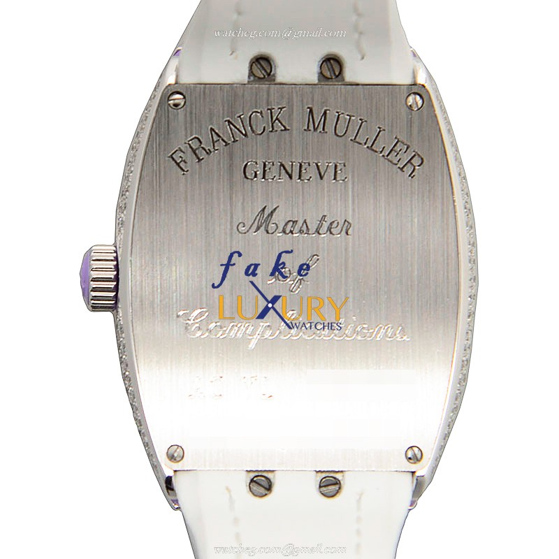 Franck Muller V 32 QZ D CD AC.VL Vanguard Quartz Silver Dial Purple Strap Replica Watch - Image 3