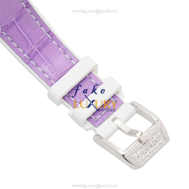 Franck Muller V 32 QZ D CD AC.VL Vanguard Quartz Silver Dial Purple Strap Replica Watch - Image 4