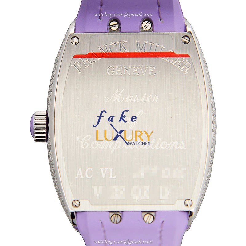 Franck Muller V 32 QZ D AC.VL VANGUARD Quartz Stainless Steel Diamonds Purple Leather Replica Watch - Image 3