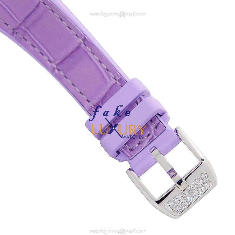 Franck Muller V 32 QZ D AC.VL VANGUARD Quartz Stainless Steel Diamonds Purple Leather Replica Watch - Image 4