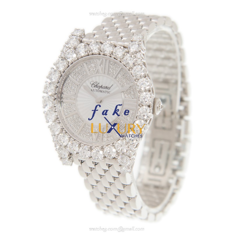 Chopard 109419-1401 WOMEN JEWELRY Auto 18kt White Gold Diamond Replica Watch Silver Dial 35.7mm Case - Image 3