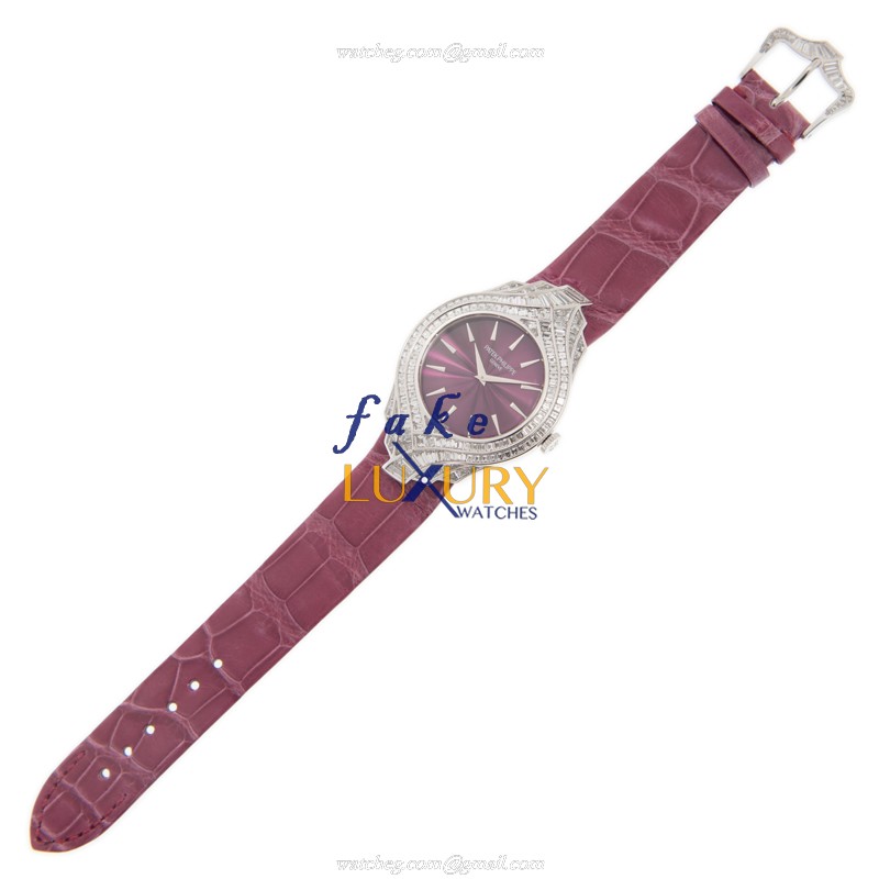Patek Philippe Calatrava 4895G-001 Manual Wind 18kt White Gold Diamond Red Dial Replica Watch - Image 2