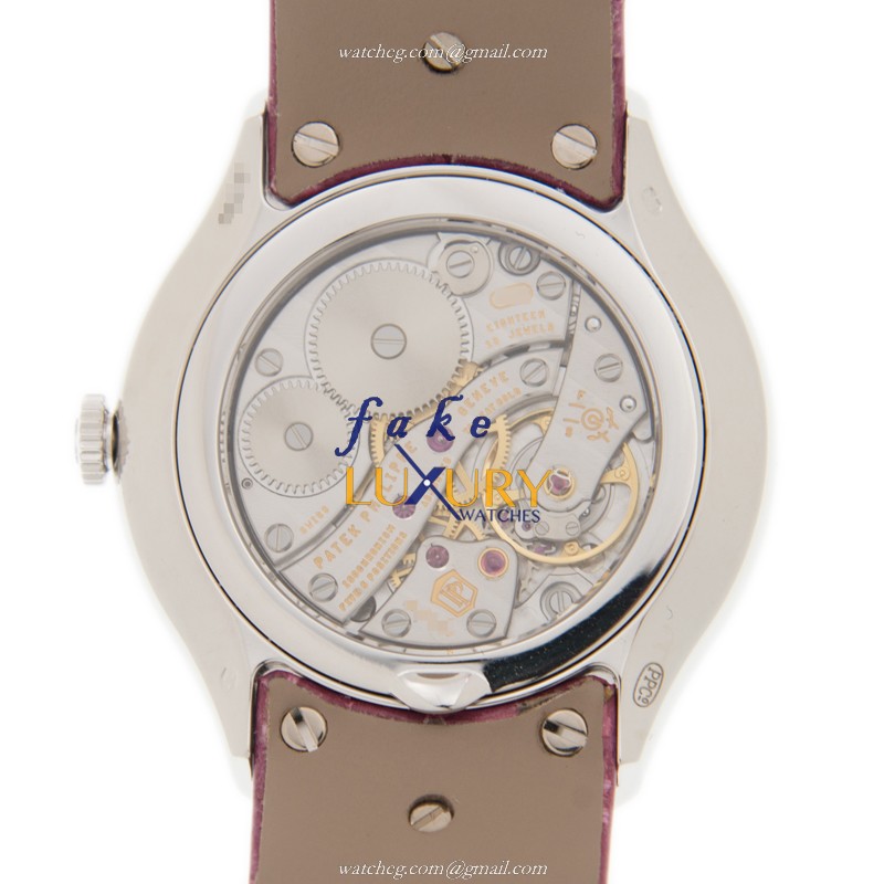 Patek Philippe Calatrava 4895G-001 Manual Wind 18kt White Gold Diamond Red Dial Replica Watch - Image 3