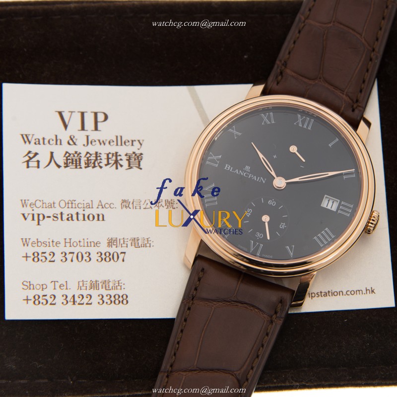 Blancpain Villeret 6614-3637N-55B Manual Wind 18kt Rose Gold Black Dial Replica Watch - Image 5