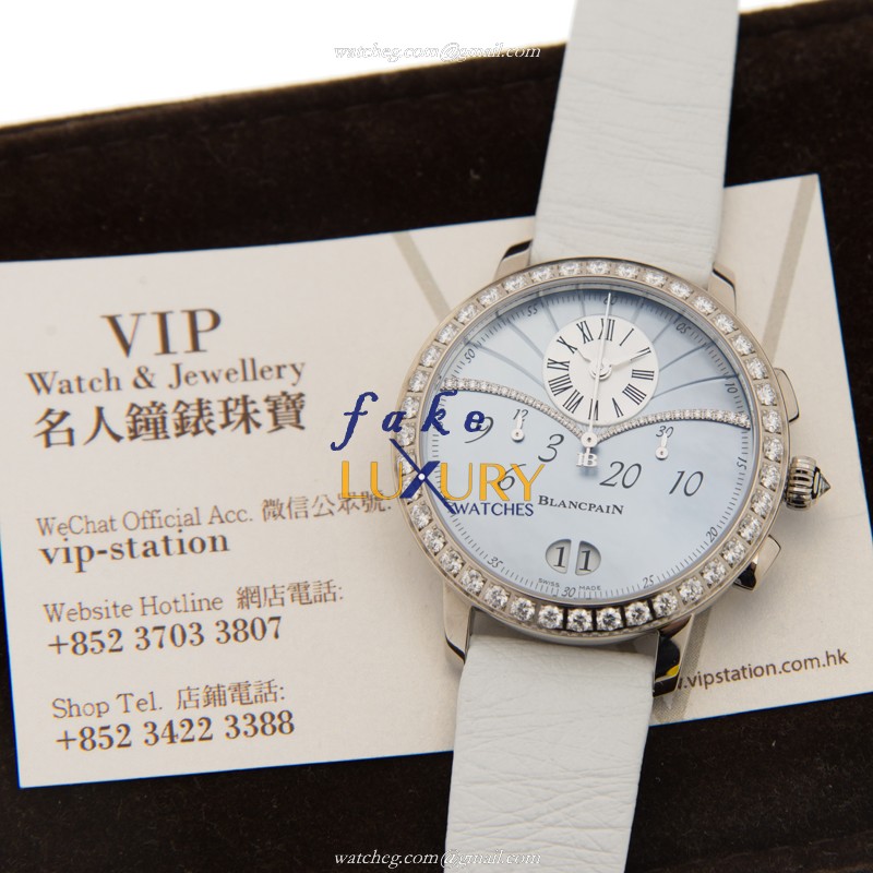 3626-1954L-58A - Blancpain Women Replica Watch Automatic 18kt White Gold Diamond Blue Dial - Image 5