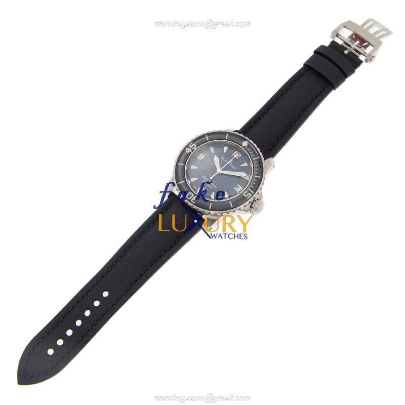 Blancpain 5015D-1140-52B Fifty Fathoms Replica Watch, Automatic, Blue Dial, Steel Case, Canvas Strap - Image 2