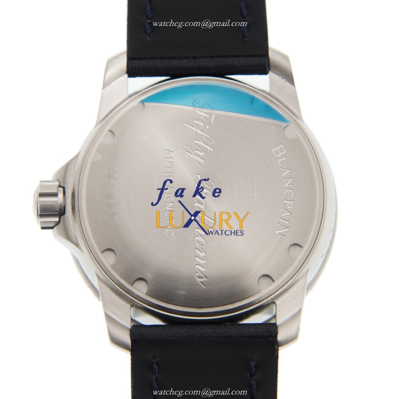 Blancpain 5015D-1140-52B Fifty Fathoms Replica Watch, Automatic, Blue Dial, Steel Case, Canvas Strap - Image 3