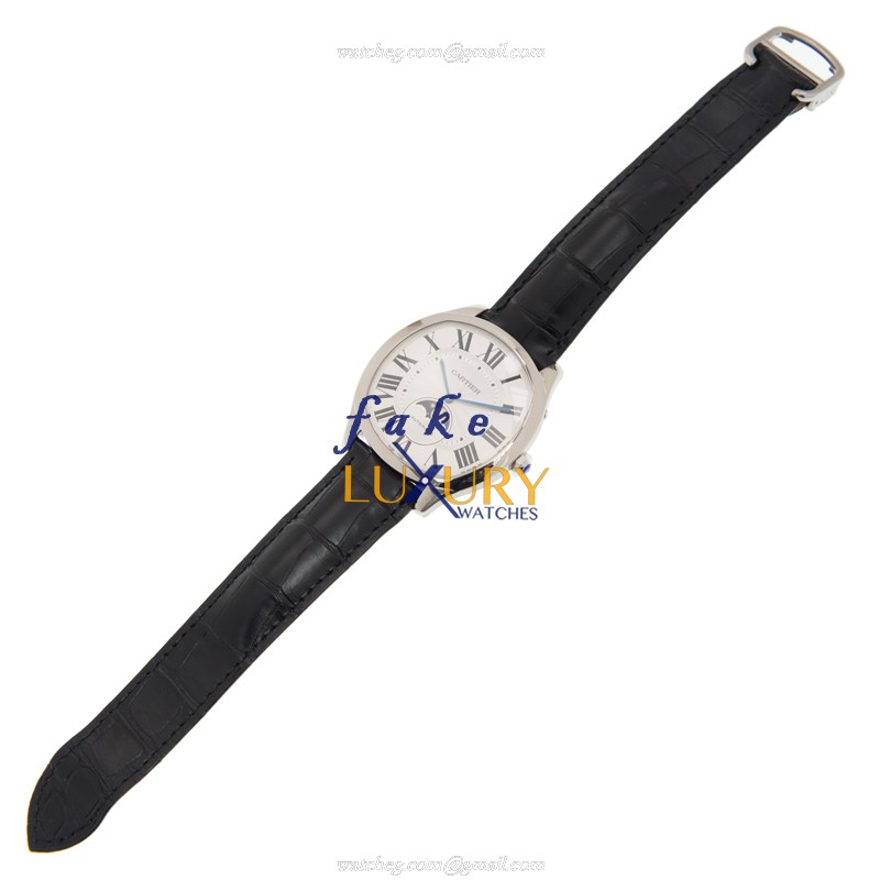 WSNM0008 - Cartier Drive de Cartier Replica Watch - Automatic - Silver Dial Black Alligator Strap - Image 2