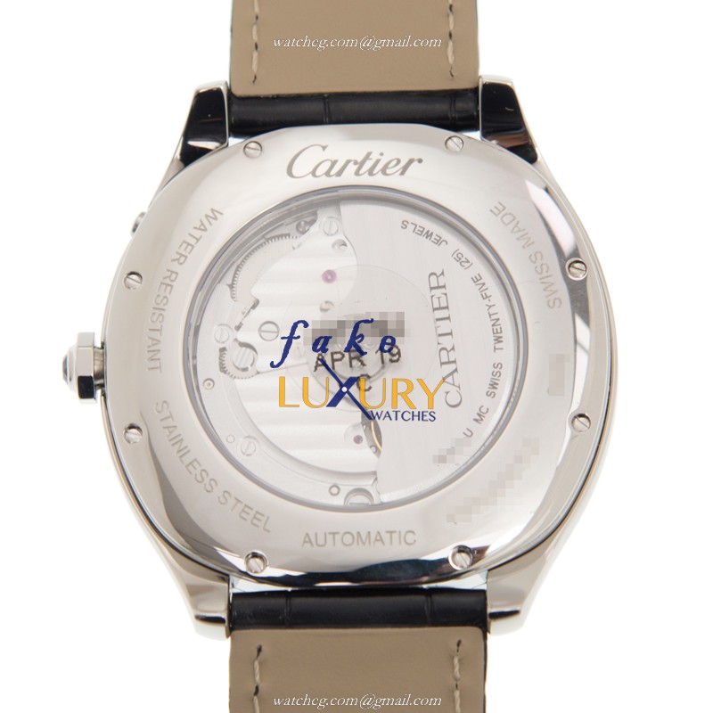 WSNM0008 - Cartier Drive de Cartier Replica Watch - Automatic - Silver Dial Black Alligator Strap - Image 3