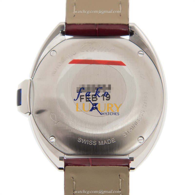 Cartier WSCL0016 CLe DE CARTIER Automatic Stainless Steel White Dial Red Alligator Strap Replica - Image 3