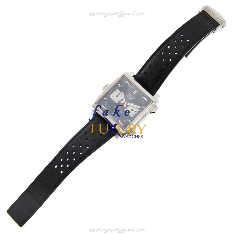 Tag Heuer MANACO CAW211P-FC6356 Automatic Blue Dial Leather Strap Steel Replica Watch - Image 2