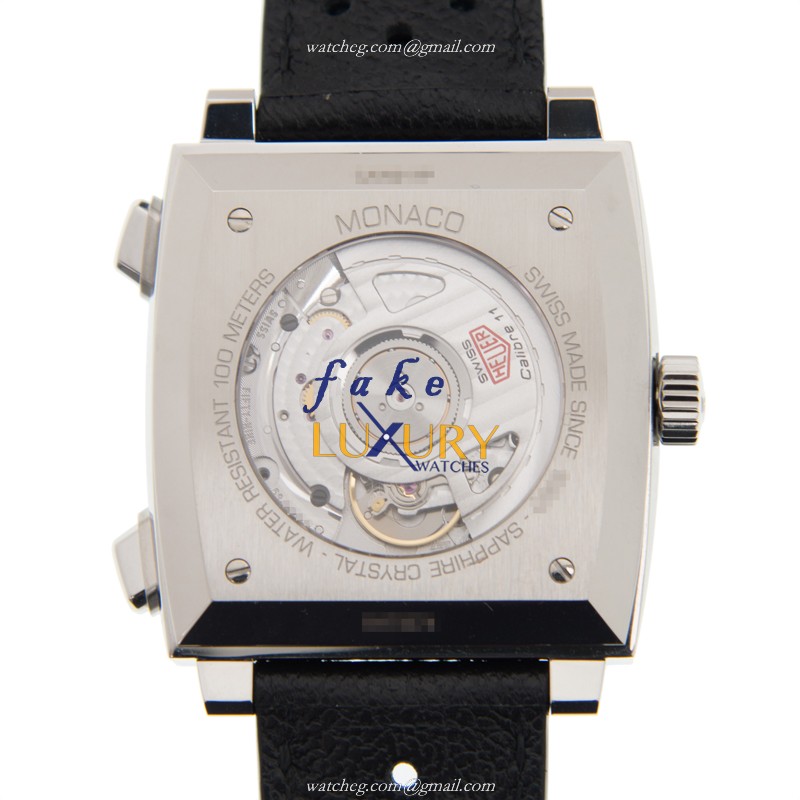Tag Heuer MANACO CAW211P-FC6356 Automatic Blue Dial Leather Strap Steel Replica Watch - Image 3