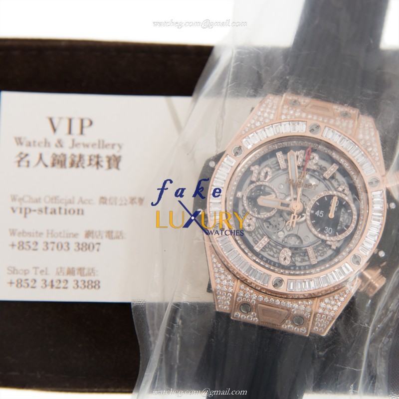 Hublot 411.OX.1180.RX.0904 BIG BANG Auto 18kt Rose Gold Diamond Bezel Replica Watch - Image 5