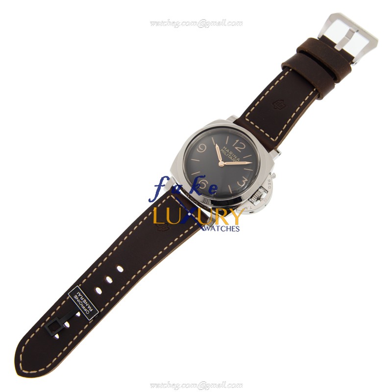Panerai PAM00673 LUMINOR Manual Wind Stainless Steel Watch, 47mm, Black Dial, Dark Brown Cowhide - Image 2