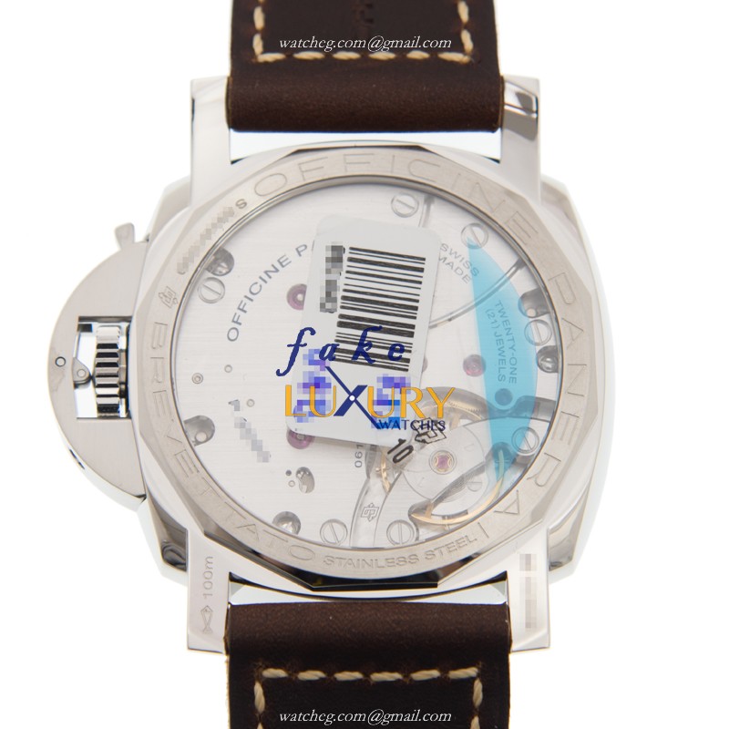 Panerai PAM00673 LUMINOR Manual Wind Stainless Steel Watch, 47mm, Black Dial, Dark Brown Cowhide - Image 3