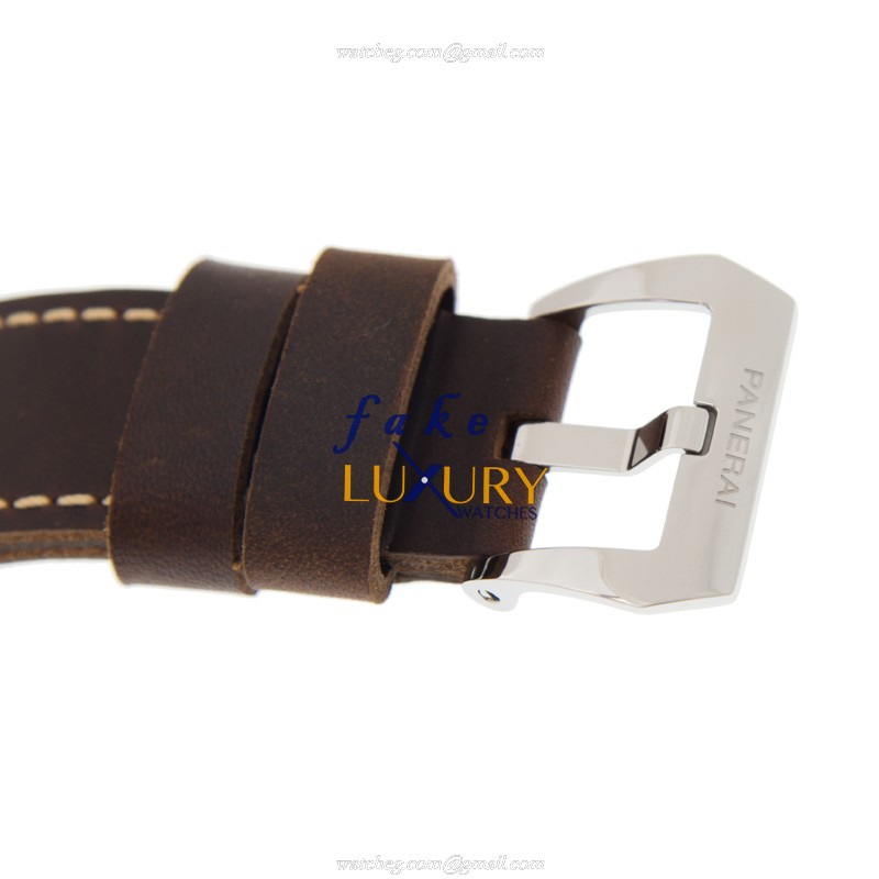 Panerai PAM00673 LUMINOR Manual Wind Stainless Steel Watch, 47mm, Black Dial, Dark Brown Cowhide - Image 4