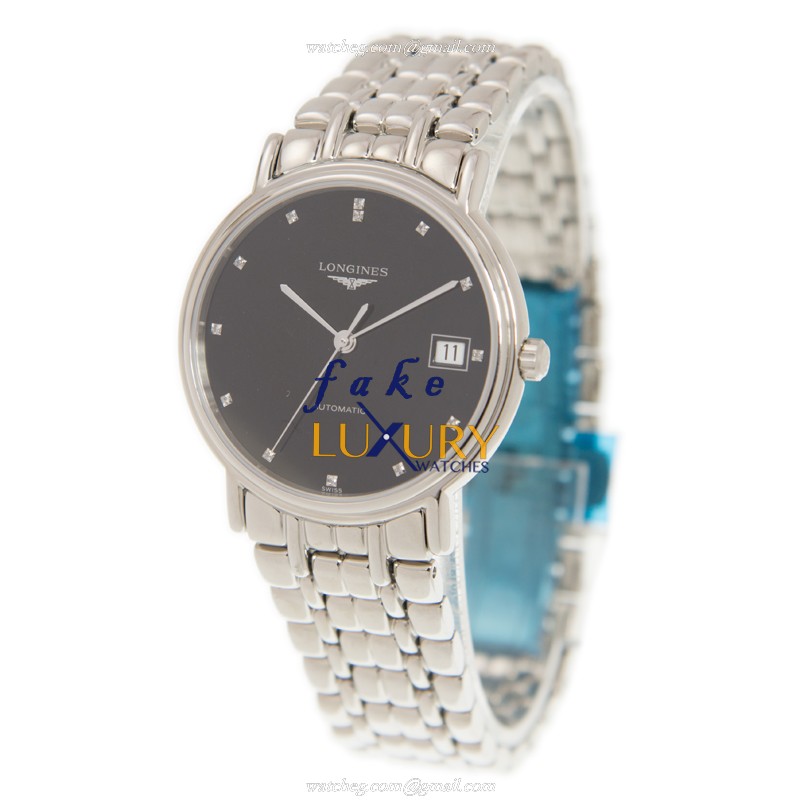 Longines L4.821.4.97.6 PRESENCE - Automatic - Steel Case Replica Watch - 34.5mm - Black Dial - Image 3