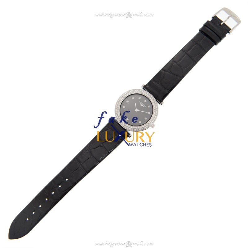 Longines L4.308.0.57.2 Replica Watch, Quartz, Black Dial, Stainless Steel & Diamonds Case - Image 2